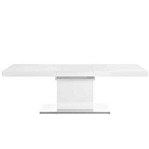 lot 30410 image: Modway Vector 71 to 95 Contemporary Modern Expandable Dining Table, White Silver