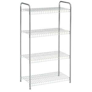 lot 31158 image: Rubbermaid Freestanding 4-Tier Multipurpose Wire Shelving Unit, Satin Nickel