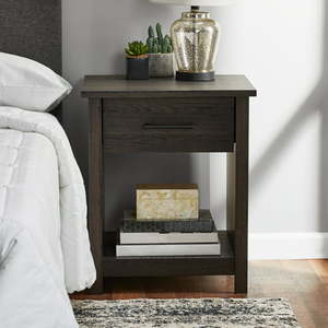 lot 31205 image: Mainstays Hillside Nightstand with Drawer, Espresso Finish