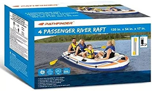 lot 31207 image: Inflatable Pathfinder Air River Raft Boat Set with Oars and Pump
