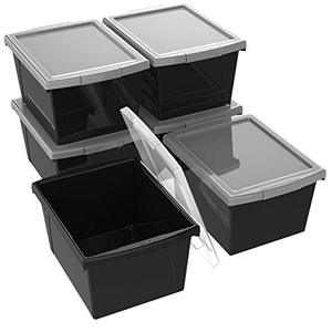 lot 31725 image: Storex 4 Gallon Storage Bins with Lids, Black (6-Pack) (SOLD AS IS)