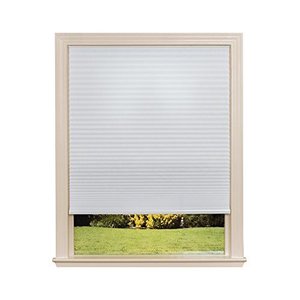 lot 31742 image: Easy Lift Trim-at-Home Cordless Cellular Light Filtering Fabric Shade, White  (30 in x 64 in) (Fits windows 19- 30)