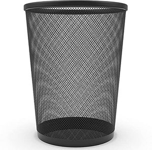 lot 31751 image: Circular Mesh Waste Paper Bin, Lightweight Waste Basket Garbage Can, Metal Trash Bin Ideal for Kitchen Home Office Dorm Room Living Room Desk Bedroom (Zuvo) (1)