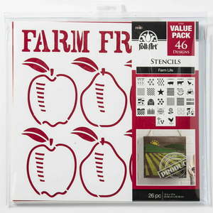 lot 31755 image: FolkArt 31560E Paper Stencil Value Pack Farm Life  (12 in x 12 in)  (26 Pieces)  (4 packs)