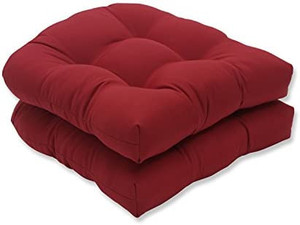 lot 31760 image: Pillow Perfect OutdoorIndoor Pompeii Tufted Seat Cushions, Red  (Round Back)  (19 x 19)  (2 Pack)