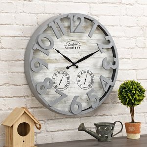 lot 31766 image: FirsTime & Co.� Gray Sherwood Shiplap Farmhouse Outdoor Clock