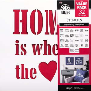 lot 31770 image: FolkArt Paper Stencil Value Pack Sign Making   (12 in x 12 in)  (26 Pieces)  (4 Packs)