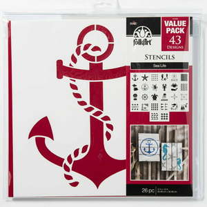 lot 31771 image: FolkArt Paper Stencil Value Pack Sea Life  (12 in x 12 in)  (26 Pieces)  (2 Packs)