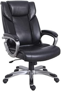 lot 31775 image: Amazon Basics High-Back Bonded Leather Executive Office Computer Desk Chair, Black (6ft)