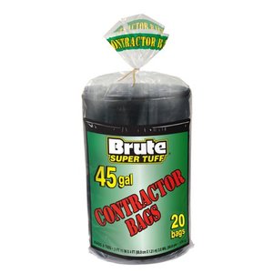 lot 31781 image: Brute Super Tuff� Contractor Trash Bags 45 Gallon 20 Bags (Twist Tie)  (2 Pack)