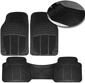 lot 31785 image: VaygWay Universal 3 Piece Heavy Duty Rubber Floor Mats, Black