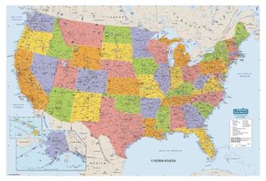 lot 31800 image: House of Doolittle Write OnWipe Off Laminated United States Map 38 x 25 Inch (HOD721)