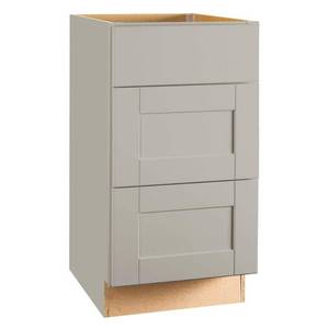 lot 31817 image: Hampton Bay Shaker Dove Gray Stock Assembled Drawer Base Kitchen Cabinet with Drawer Glides (18 in. x 34.5 in. x 24 in.)
