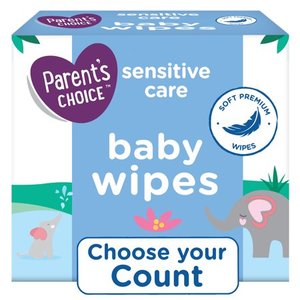 lot 54468 image: Parents Choice Sensitive Care Aloe Baby Wipes, 8 Flip-Top Packs (768 Total Wipes)