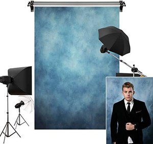 lot 30533 image: Kate 5x7ft1.5m(W) x2.2m(H) Blue Headshot Background Blue Texture Portrait Photography Microfiber Backdrop Photo Studio Props