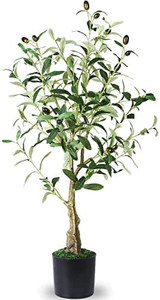 lot 30537 image: Artificial Olive Tree 32 Inch Fake Olive Topiary Silk Tree Faux Olive Plant for Indoor Outdoor Home Office Garden Decor