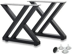 lot 31925 image: HEONITURE 16H Coffee Table Legs, Metal Desk Legs, Industrial Modern Base, Set of 2 Triangle Bench Chairs (15.7H x 17.7W)