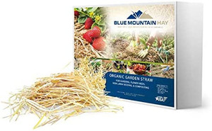 lot 31932 image: Organic Garden Straw (25lbs)  Blue Mountain Hay  Straw Mulch for Raised Bed Gardens, Patio Gardening, New Lawn Seed Plantings, Tomato and Vegetable Compost and Fertilizer - Covers up to 375 sq ft