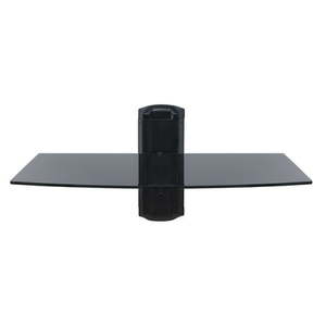 lot 31941 image: onn. 17 in. Glass Wall Shelf for DVD or Streaming Players, Height Adjustable, Tempered Glass Shelf, Black