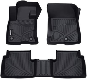 lot 31950 image: JDMON All Weather Floor Mats Compatible with 2021 2022 Ford Bronco Sport, 2 Row Front & Rear Custom Fit TPE Car Floor Liner Set, Black