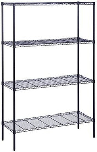 lot 45913 image: Honey-Can-Do 4-Tier Adjustable Shelving Unit with 350-lb Shelf Capacity, Black SHF-05225 Black