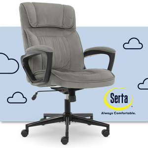lot 45920 image: Serta Hannah Microfiber High Back Executive Office Chair with Arms 250 lb. Capacity Gray