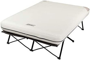 lot 46804 image: Coleman Camping Cot, Air Mattress, and Pump Combo  Folding Camp Cot and Air Bed with Side Tables and Battery Operated Pump