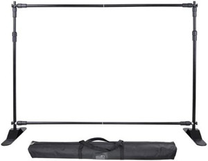 lot 46810 image: 8 Ft Black Expandable Telescopic Trade Show Banner Stand