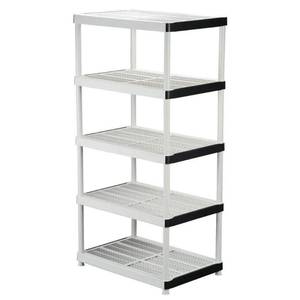 lot 3342 image: HDX Gray 5-Tier Plastic Garage Storage Shelving Unit (36 in. W x 72 in. H x 24 in. D)