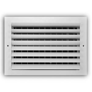 lot 3396 image: Everbilt 12 in. x 8 in. 2-Way Aluminum Adjustable Curved Blade WallCeiling Register in White, Powder Coat White