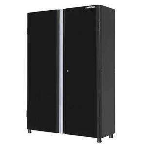 lot 5704 image: Husky Ready-to-Assemble 24-Gauge Steel Freestanding Garage Cabinet in Black (48 in. W x 72 in. H x 18 in. D)- Retail $374.99