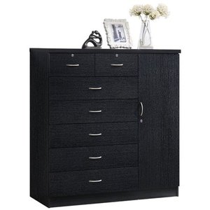 lot 5841 image: Hodedah 7 Drawer 1 Door Chest Black Box 22
