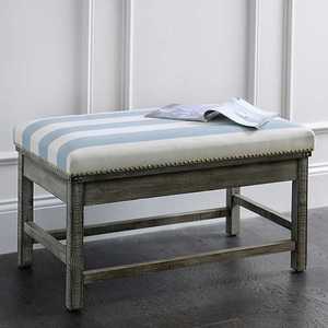 lot 3387 image: 35.5x20.5 Inch Linen Bench, Blue Stripes