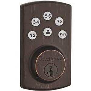 lot 3397 image: Kwikset 907 Powerbolt2 Electronic Deadbolt featuring SmartKey Security in Venetian Bronze