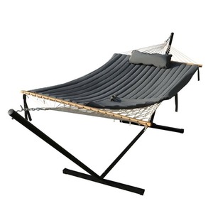 lot 5820 image: VEIKOUS Grey Fabric Hammock With Stand Cotton