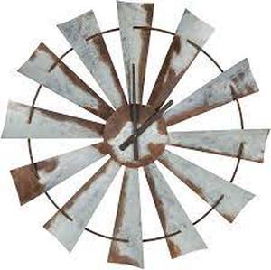 lot 2482 image: Kate & Laurel Rustic Windmill Clock