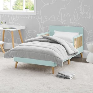 lot 2488 image: Delta Baby Blue and Wooden Toddler Bed