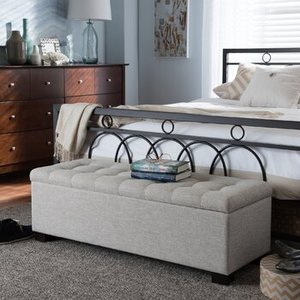 lot 3412 image: Gray Tufted Ottoman Style Bench
