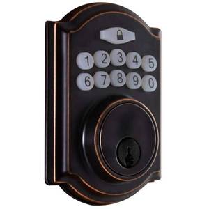 lot 2689 image: Defiant Castle Aged Bronze Single Cylinder Electronic Keypad Deadbolt