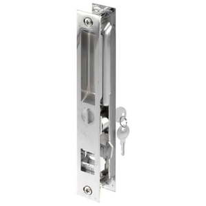 lot 3625 image: Keyed Sliding Door Flush Latch Handle Set 6-58 in. Diecast Construction Chrome Plated