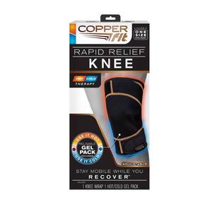 lot 3795 image: Copper Fit Rapid Relief Knee Wrap - Black