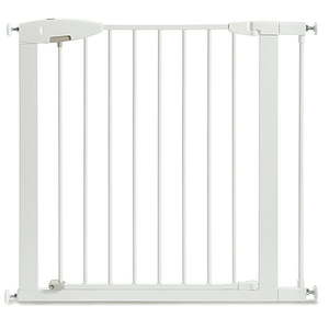 lot 3598 image: Munchkin Easy Close Pressure Mounted Baby Gate for Stairs, Hallways and Doors, Walk Through with Door, Metal, White
