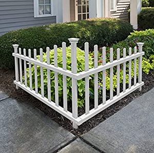 lot 3750 image: Zippity Outdoor Products ZP19007 No Dig Vinyl Corner Picket Unassembled Accent Fence, 42 x 30, White (B018JYCD3A)