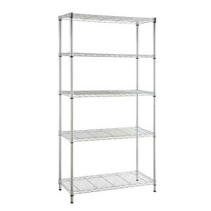 lot 1824 image: HDX Chrome 5-Tier 5-Tier Metal Wire Shelving Unit (36 in. W x 72 in. H x 16 in. D), Grey