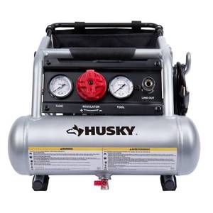 lot 3614 image: Husky 1 Gal. Portable Electric-Powered Silent Air Compressor