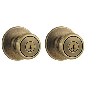 lot 2609 image: Kwikset Tylo Antique Brass Steel Privacy Knob 3 Right or Left Handed, Bronze