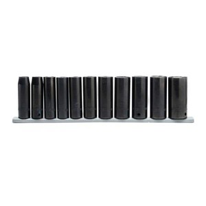 lot 2617 image: Husky 12 in. drive metric deep impact socket set (11-piece), Black