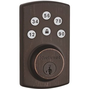 lot 3637 image: Kwikset 907 Powerbolt2 Electronic Deadbolt featuring SmartKey Security in Venetian Bronze