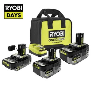 lot 3723 image: RYOBI ONE 18V Lithium-Ion HIGH PERFORMANCE Starter Kit with 2.0 Ah Battery, 4.0 Ah Battery, 6.0 Ah Battery, Charger, and Bag