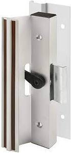lot 3736 image: Diecast Mill Finish Sliding Patio Door Surface Mount Handle with Hook Latch, Silver
